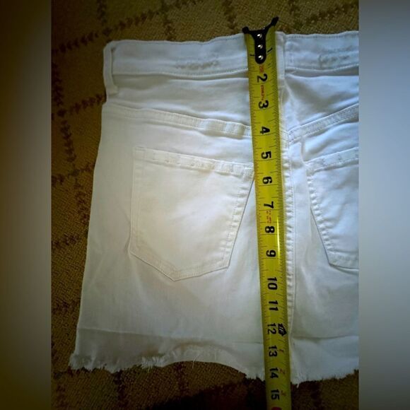 Sneek Peek white cutoff distressed denim mini skirt NWOT M - Picture 6 of 11